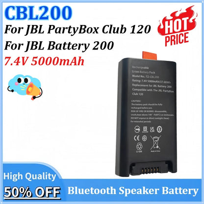 CBL200 7.4V 5000mAh 37Wh Replacement Bluetooth Speaker Battery for JBL Battery 200 for JBL PartyBox Club 120 Portable Speaker