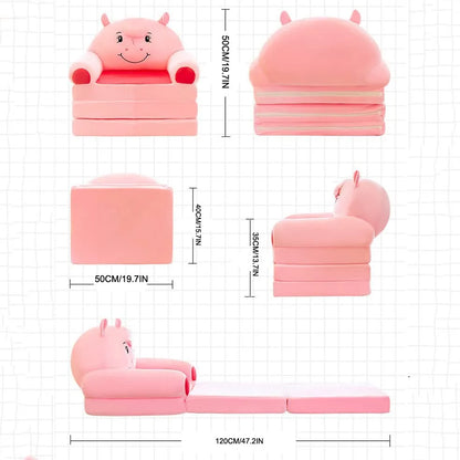 Plush Sofa Backrest Armchair 2 In 1 Foldable Cute Cartoon Lazy Sofa Children Flip Open Sofa Bed For Bedroom Folding Sofa Bed