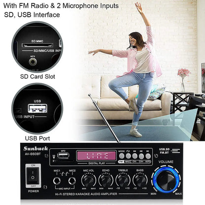 AK35/AV-660BT Audio Power Amplifiers 2 Channel Bluetooth-Compatible HIFI Sound Amplificador 110/220V Home Theater Sound System