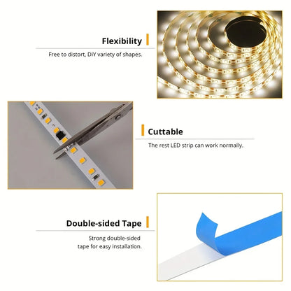 5V 2835 LED Strip Light Touch Sensor Switch Dimmable USB Flexible LED Tape Ribbon Light For Mirror Cabinet Stair Decor Lighting