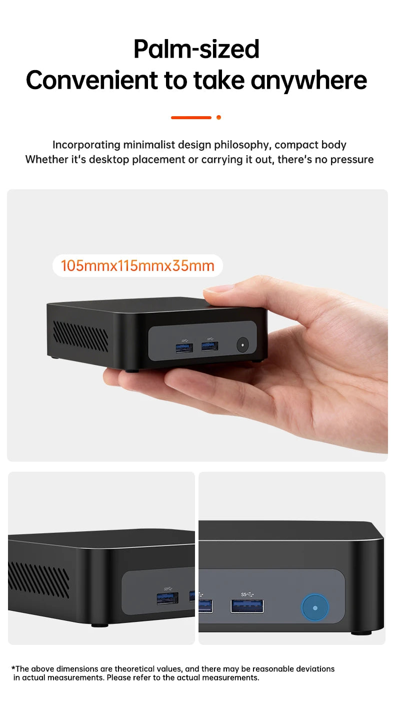 Topton Palm Gaming Mini PC AMD Ryzen 3 5300U ES 7 4700U ES 2*M.2 Slots 2*DDR4 Portable Office Desktop PC Windows 11 MiniPC WiFi6