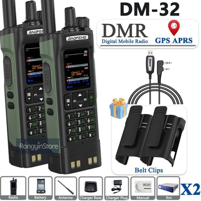 BAOFENG DM-32 with Belt Holster DMR Radio Digital Walkie Talkie GPS APRS 999 Channel Dual Mode Analog Dual Time Slot For Hiking