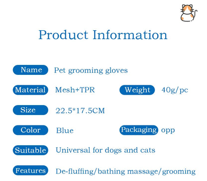 Pet Glove Cat Grooming Glove Cat Hair Deshedding Brush Gloves Dog Comb for Cats Bath Hair Remover Clean Massage Brush For Animal