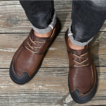 LIHUAMAO Cow leather Men Shoe Casual Walking footwear Sneakers outdoor work shoes sport