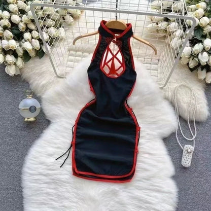 Woman Plus Size Sexy V-Neck Strap Dress Lace Trim Slim Short Dress Women Fashion Comfortable Dress Party Hotsweet