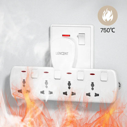 LENCENT Multi Plug Extension Socket with 4 Universal AC Outlets 3250W 13A Extension Plug Adapter with Switch for Home Office