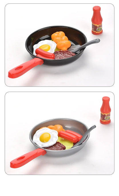 8pcs/set Simulation Kitchenware Play Set Pot Steak Vegetable Bread Hot Dog Omelette Children Toy Kitchen Food Toys