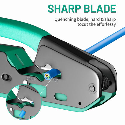 RJ45 Crimp Tool Kit Pass Cat6 Crimping Tool For Cat5 Cat5e Cat6 8P8C Connector, All-in-one Ethernet Crimper