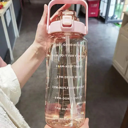 2L Portable Water Bottle Large Capacity Plastic Straw Water Cup Beverage Bottle,Outdoor Portable Sports Water Cup