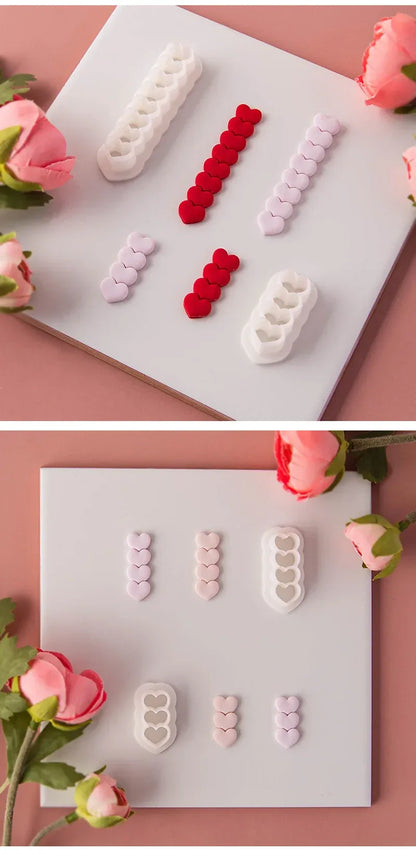 Valentine's Day Series Soft Ceramic Clay Molds Heart Jewelry Pendant Shape Cutting Mold DIY Polymer Clay Cutters Handmade Tools