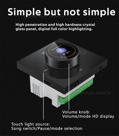 Home audio Wall power Amplifier Mini Stereo Background Music control Panel Bluetooths sound player System with Ceiling speakers