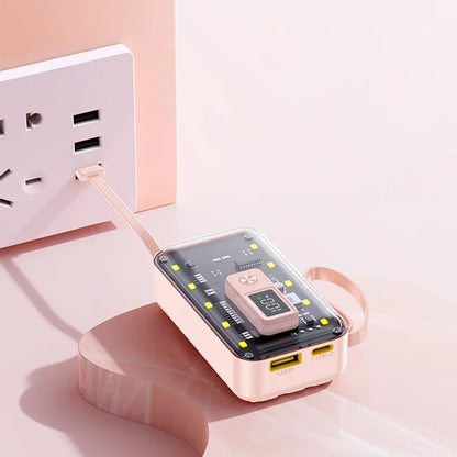 Transparent Mini Power Bank Kit Portable Fast Charging For21700 DIY Kit And Has Future Shape Is violet Battery not Included