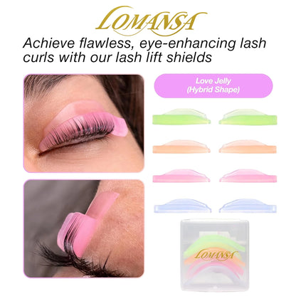 Lomansa 4 Pairs L Curl Silicone Eyelash Perm Rod Shield Sticky Lash Lift Pad Lifting 3D Eyelash Curler Accessories Makeup Tool