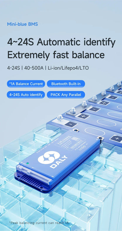 Daly BMS WiFi Active BMS 250 amperios for Lifepo4 4S 8S 24S 100A 150A 200A 500A Active Balance 1A Built-in BT 7S 24V 12V 48V