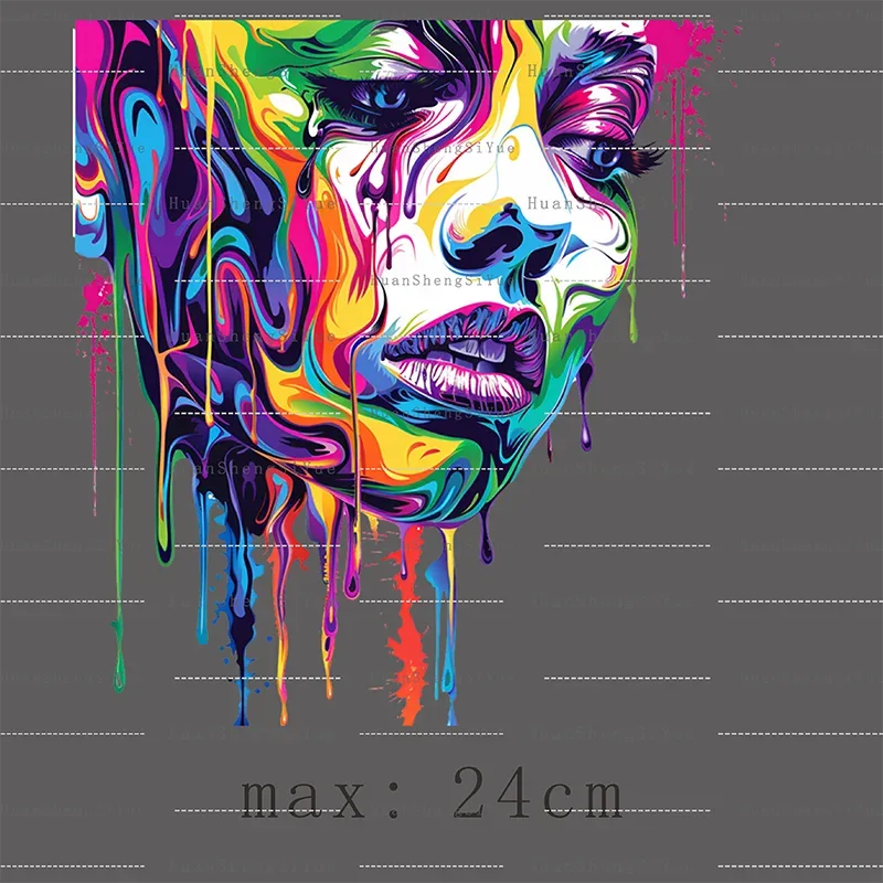 Color Fluid Painting Ironing Sticker Clothes DTF Fashion T-shirt Hoodie DIY Jacket Patch Hot Paste Paper