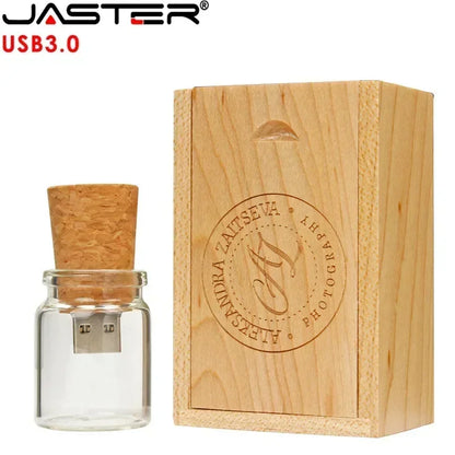 JASTER USB 3.0 U Disk Glass Drift Bottle With Cork Flash Drive Pendrive 4GB 8GB 16GB 32GB 64GB 128GB Wedding Gift (Free Logo)