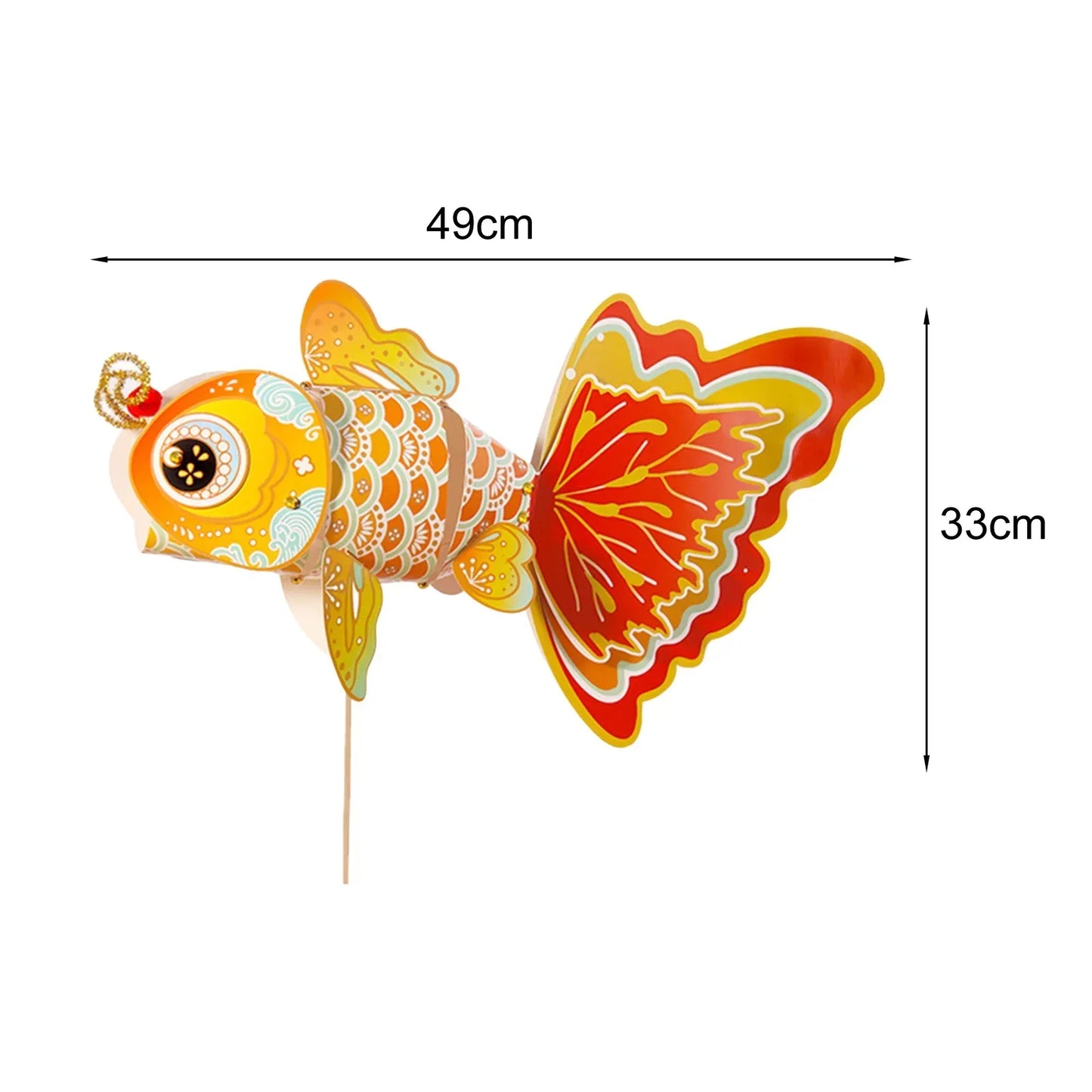 1 Set Goldfish Paper Lantern with Pole DIY Handmade Lantern Chinese New Year Mid-Autumn Festival Fish Night Light Material Bag