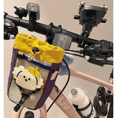 New Camping Style Bicycle Front Bag Portable Water Bottle Holder Multifunctional Bike Storage Pouch for Outdoor Riding Daily Use
