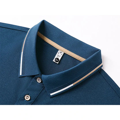 Men's Fitness Casual Sports T-shirt Gym Running Sports Elastic Short-sleeved Polo Shirt Lapel Top Men's Slim Fit T-shirt