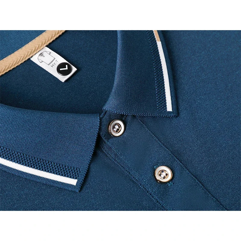 Men's Fitness Casual Sports T-shirt Gym Running Sports Elastic Short-sleeved Polo Shirt Lapel Top Men's Slim Fit T-shirt