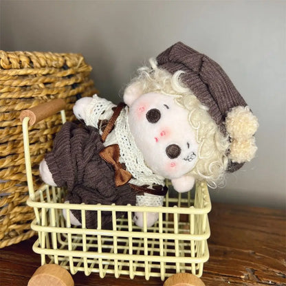 10cm Cotton Doll Clothes Prince Set Autumn Winter Style Starfish Body Wearable Plush Doll Change Retro Skirt Overalls Set