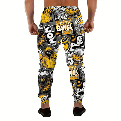 Men Loose Casual Pocket Drawstring Sweatpants Winter New Thick Warm Pants Fashion Letter Printed Sweatpants Men Tracksuit Pants