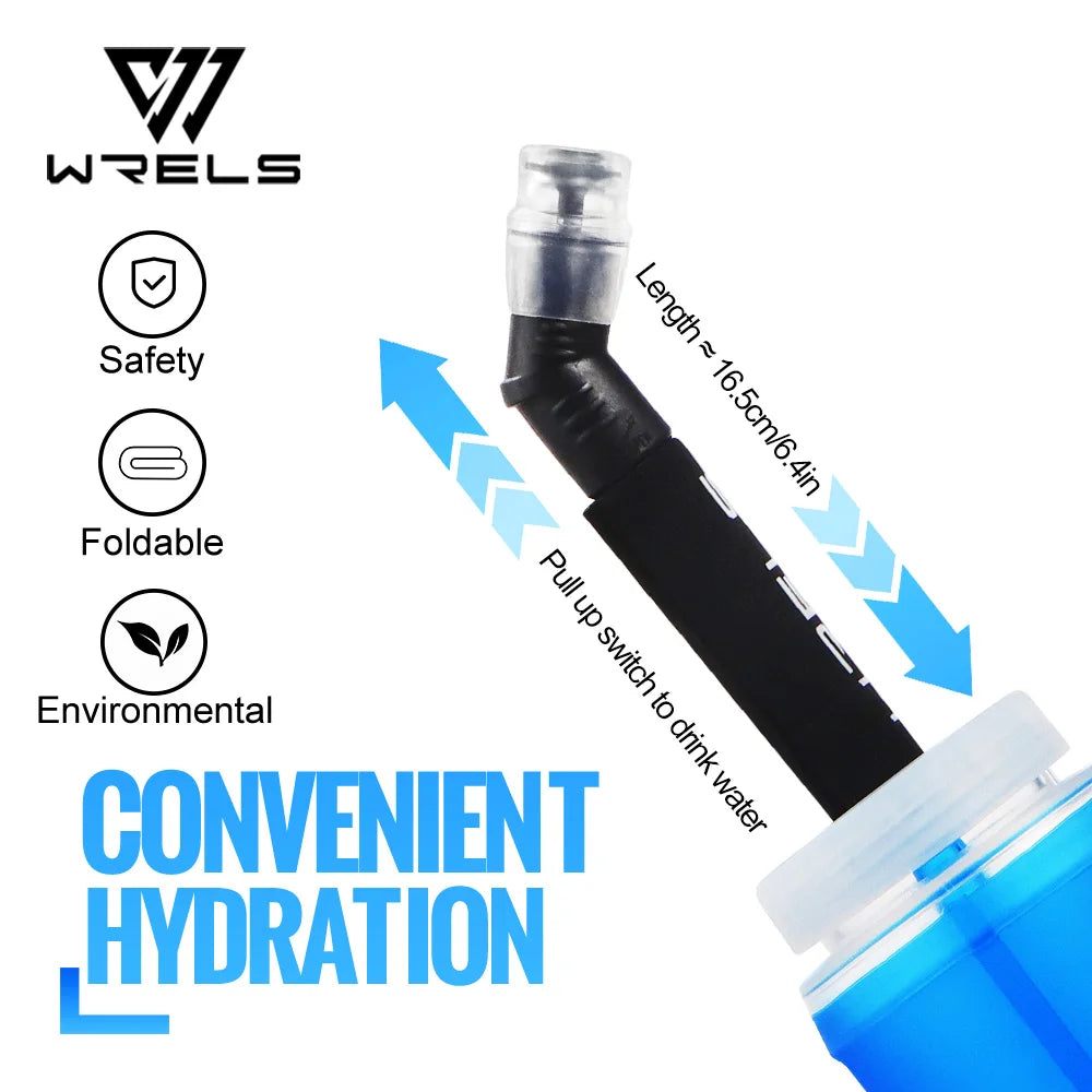 WRELS Folding Water Bottle TPU BPA-Free Leak Proof Soft Flask Outdoor Sport Marathon Hiking Camping Portable Water Bottle