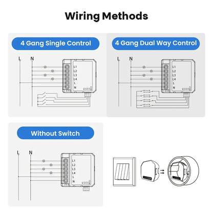 AVATTO WiFi Smart Light Switch Module，1/2/3/4 Gang DIY Breaker Neutral Wire Control Works With Tuya Alexa, Google Home