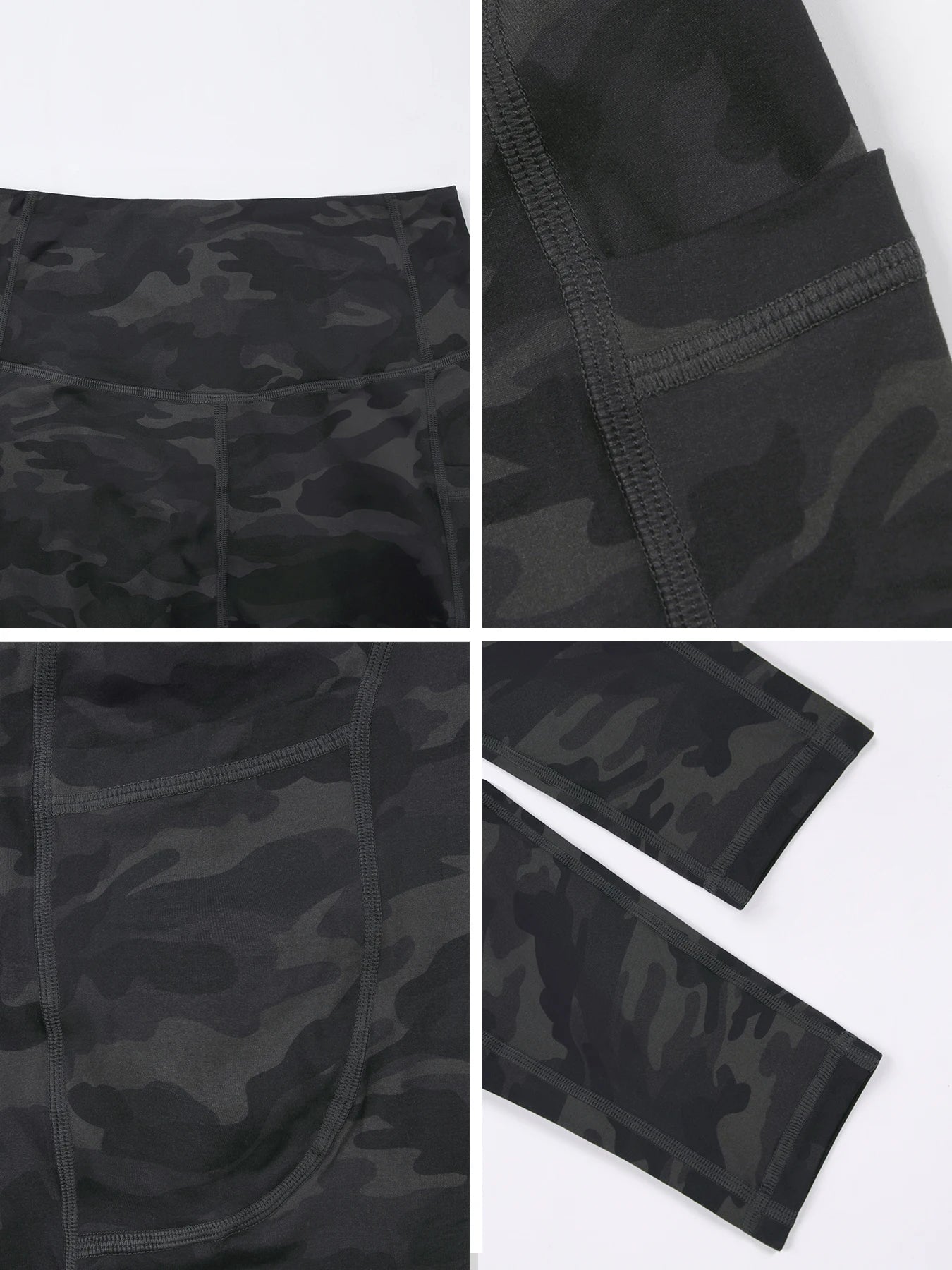Women Camouflage Printing Leggings with Pockets High Waist Elastic Fitness Tights Outdoors Running Pants