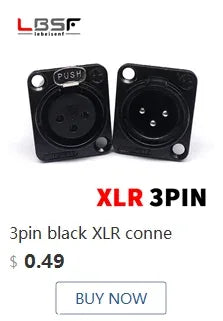 3pin black HF XLR connector 3pin D male female audio microphone socket for 86 panel YS145 YS146 YS145BG YS146BG
