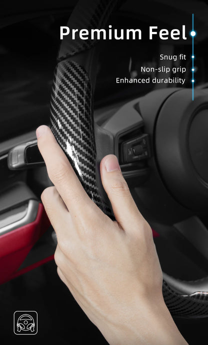 Suitable for Seat Carbon Fiber Texture Steering Wheel Cover with Segmented Quick-Release Design, Durable, for Models Such as Ibiza, Arona, Leon, Leon Sportstourer, Ateca, Etc., in Black, Blue, Red, Silver, and White by PDG ibma