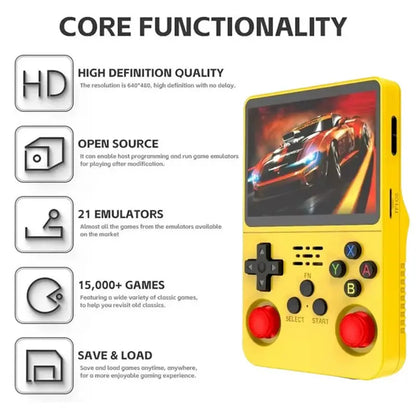 A13E-Retro Handheld Game Console R36S 3.5" IPS Screen 128GB Storage Dual 3D Joystick 3200Mah Battery Video Gaming Device