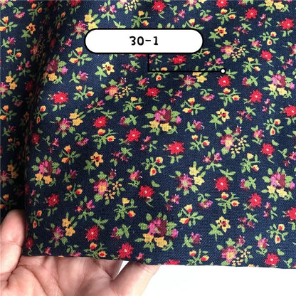 145cm Wide Printed Cotton and Linen Fabric Small Floral Patterns Retro Shirt Dress DIY Clothing Sewing Fabric 90% Cotton Content