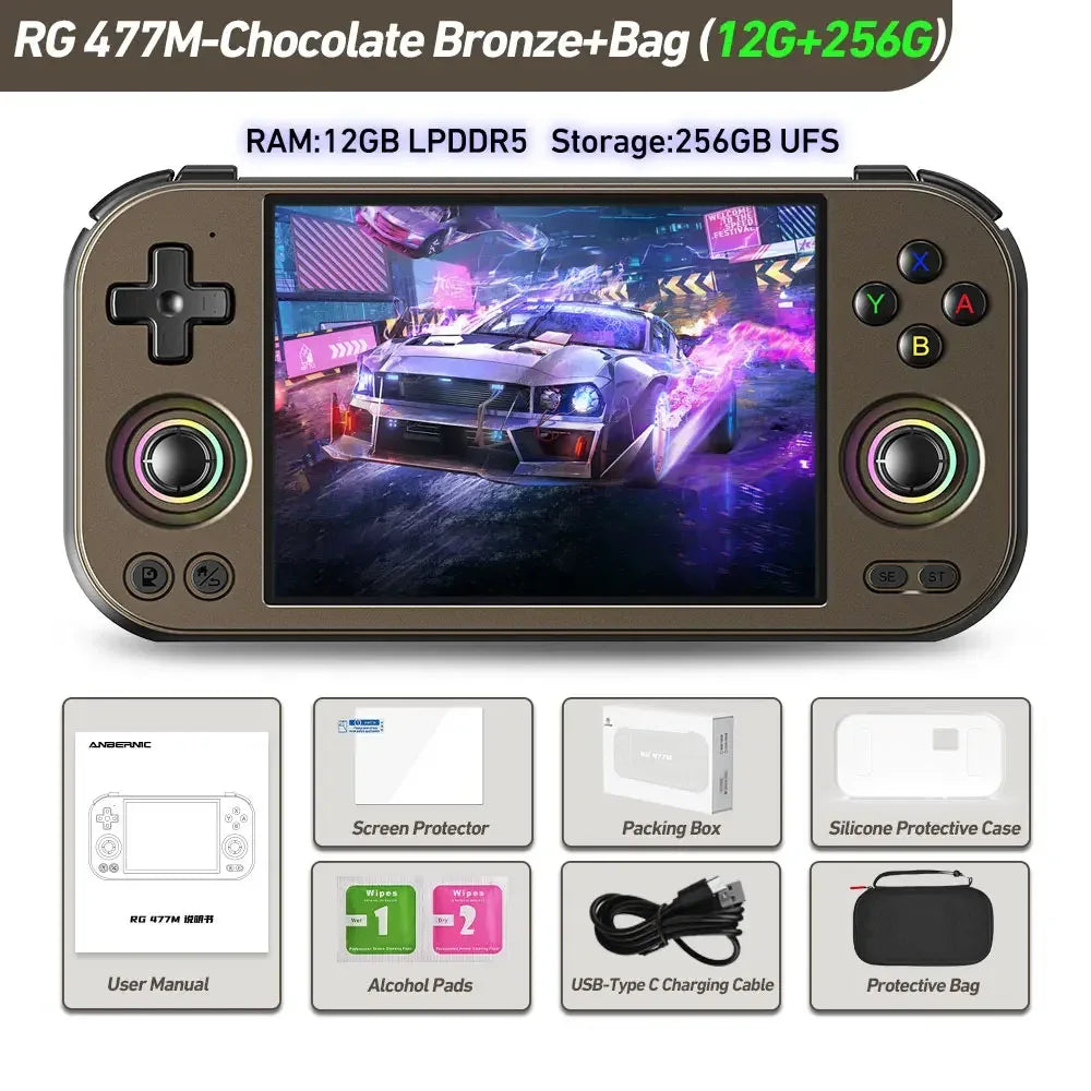 ANBERNIC RG 477M Retro Handheld Game Console 4.7" LTPS In-Cell Screen Android Video Game Player Dimensity 8300 AI Assistant FOTA