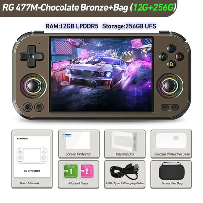 ANBERNIC RG 477M Retro Handheld Game Console 4.7" LTPS In-Cell Screen Android Video Game Player Dimensity 8300 AI Assistant FOTA
