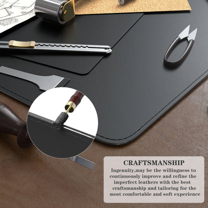 Dual Sided Desk Mat,Leather Desk Pad,Black Cork Desk Mat Protector,Large Mouse Pad,Desk Writing Pad for Office and Home