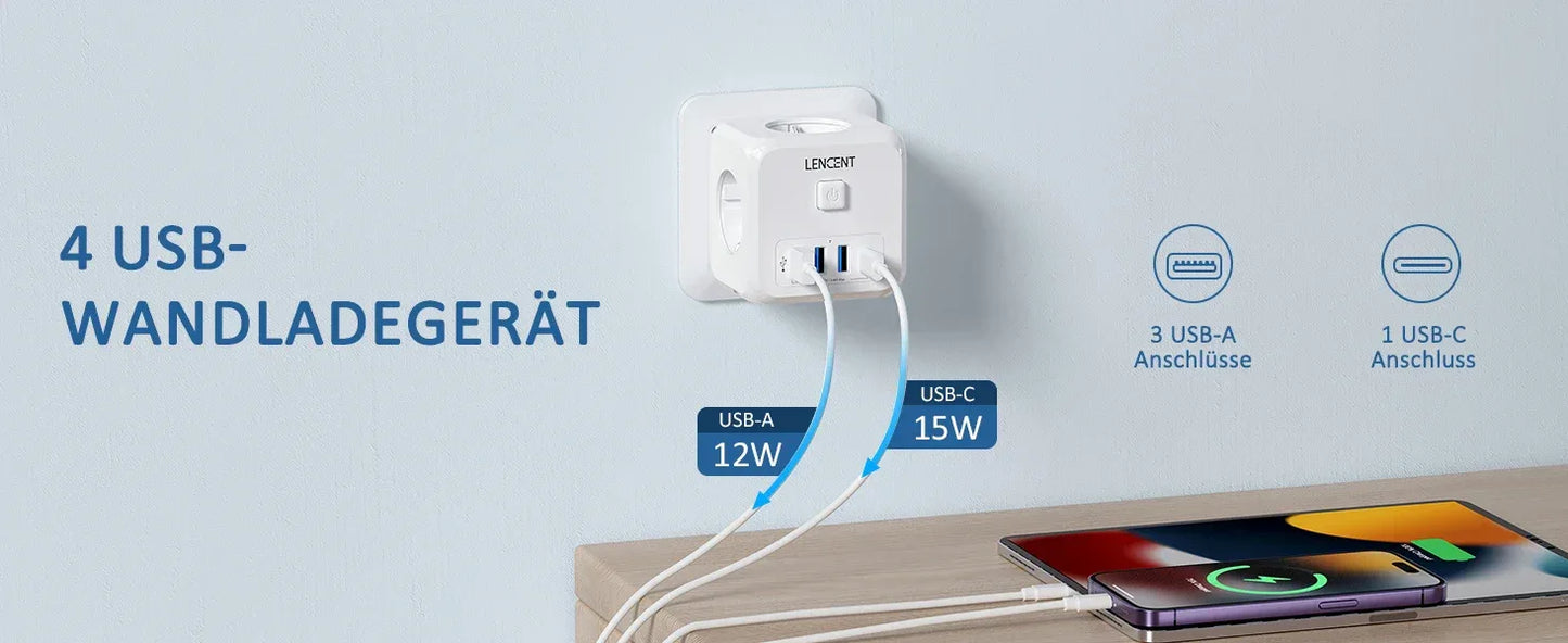 LENCENT USB Sockets dice Without Cable socket EU Socket Adapter Multiple socket EU Outlet Extender