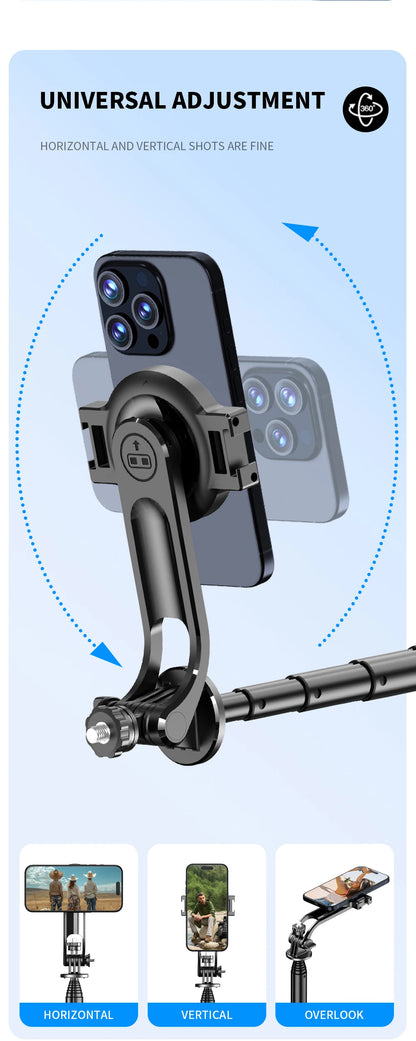 C20 Magnetic Selfie Stick Tripod for iPhone 12-16 Pro Max Travel Stand with Magsafe Phone Clamp for Android Smartphone