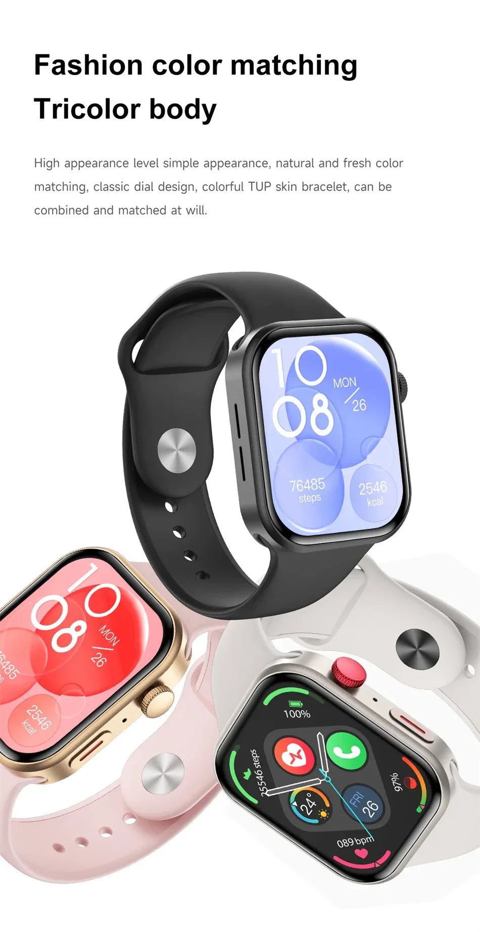 LIGE New Heart Rate Health Smartwatch Men Women 2.01" Bluetooth Call Music Smart Watches Ladies Sports Fitnesss Smart Watch Gift