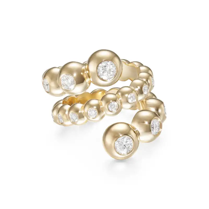 New Arried Geometric Fashion Women Jewelry Set Gold Color Round Ball Bezel Set CZ Bracelet Bangle Rings