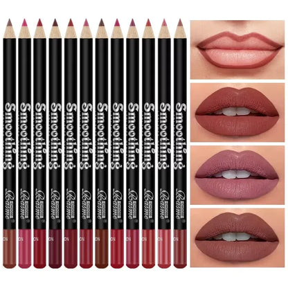12 pcs Long-Lasting Lipstick Set with Professional Lip Liner Pencil and Matte Lip Gloss for Women Valentine's Day Gifts