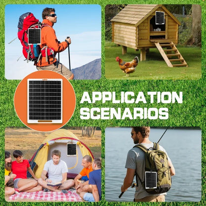 Solar Panel 10W With USB Waterproof Outdoor Hiking And Camping Portable Battery Mobile Phone Charging Bank Charging Panel 6V