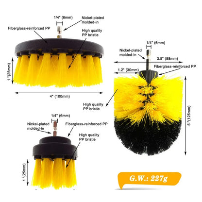 Electric Scrubber Brush Drill Attachment Kit Power Cleaning Brushes For Carpet Glass Auto Tires Nylon Bristle Heads 2 3.5 4 Inch