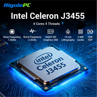 Higole F3APL 8'' Fanless Mini PC with Screen Intel J3455 Windows 10 WiFi5 4GB 64GB 2340mAh 4K Laptop Desktop PC Mini Computers