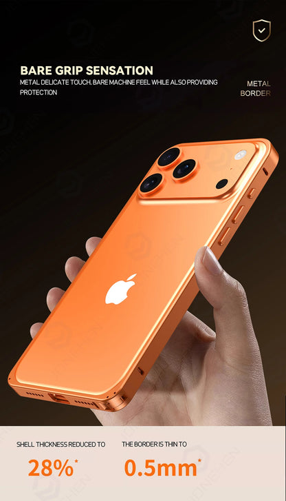 17pro Light Aluminum Metal Bumper Case Orange For iPhone 12 13 14 Plus 15 16 17 Pro Max Ultra Thin Alloy Back Frame Accessories