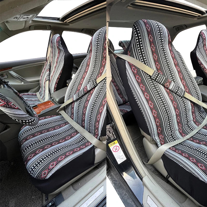 AUTO PLUS Car Seat Covers Set Baja Saddle Blanket Weave Universal Fit Most Car Seat Protection Steering Wheel Cover Protector by PDG ibma