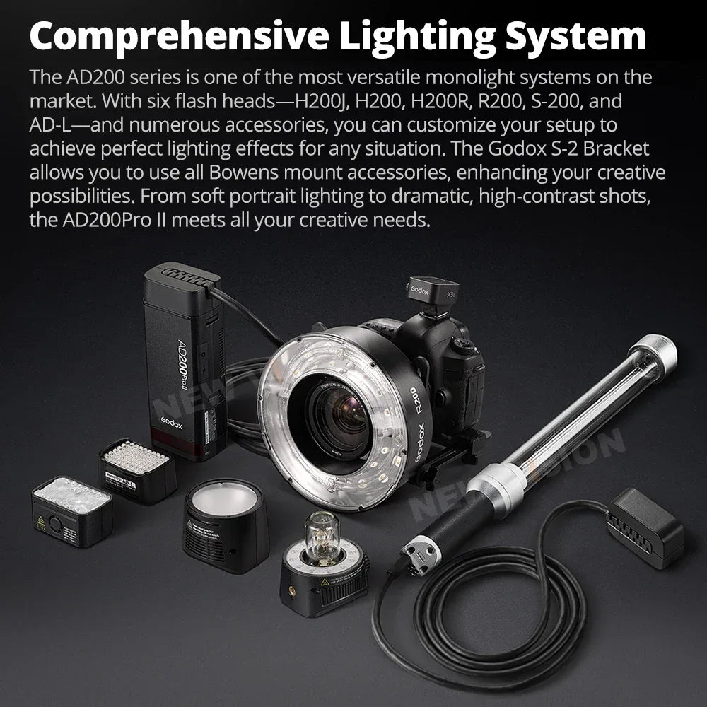 Godox AD200PRO II 200W Out-door Pocket Flash AD200PROII TTL HSS Speedlite Bi-color Modeling Lamp With X2T/X3/X3PRO/XPRO/XPROII