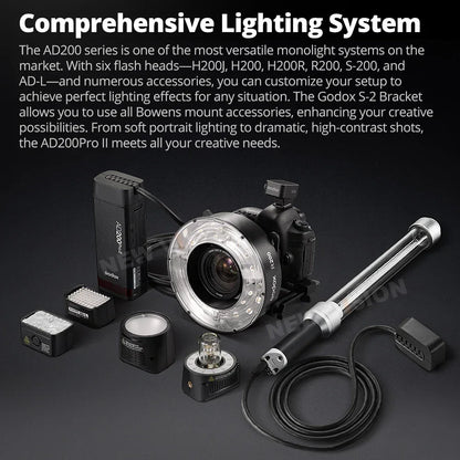 Godox AD200PRO II 200W Out-door Pocket Flash AD200PROII TTL HSS Speedlite Bi-color Modeling Lamp With X2T/X3/X3PRO/XPRO/XPROII