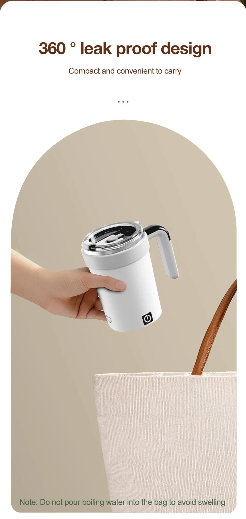 380ML Automatic Magnetic Stirring Mug with Straw & Lid Stainless Steel Waterproof USB Electric Mixing Coffee Mug 2025 New