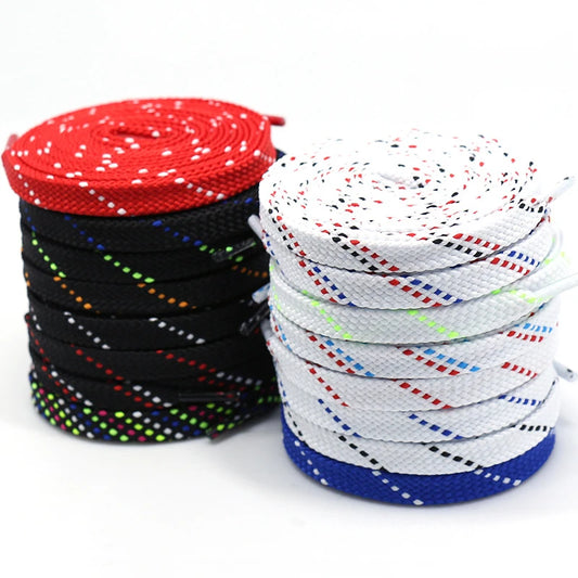 1Pair Mixed Color Shoe Laces Black and White Stripe Double Flat Shoelaces Sneakers Casual Shoes Shoelace
